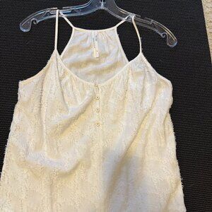 anthropologie womens white floral tank top size xs